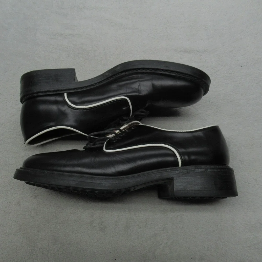 Kenneth Cole Mens 8 Dress Shoes Black Leather Oxfords Lace Up‎ Italy VTG EU41